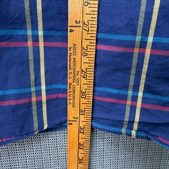 J.Crew Mens Large Navy Multicolor Plaid Button-Down Long-Sleeve Shirt - Picture 6 of 8